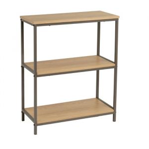 Console &eacute;tag&egrave;re meuble dentr&eacute;e en bois et m&eacute;tal noir - Longueur 60 x Largeur 30 x Hauteur 76 cm