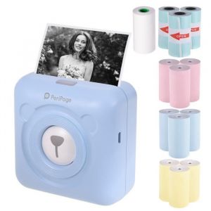 Imprimante thermique BT PeriPage Mini Pocket - Bleu - Impression de papier de ticket de m&eacute;mo d&eacute;tiquette dimage