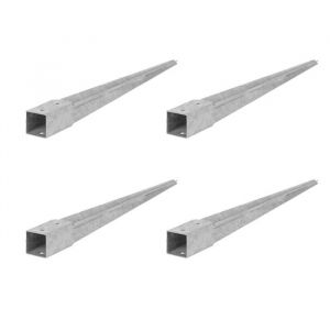 Manchon de sol &agrave; enfoncer 4 pi&egrave;ces support de poteau 80x80 L 750mm  ancrage pour poteaux bois galvanis&eacute; &agrave; chaud ADGO