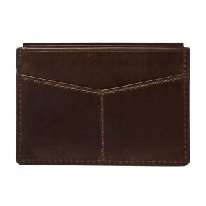 FOSSIL Porte-cartes marron en cuir pour homme - Derrick Card Case Dark Brown 89676
