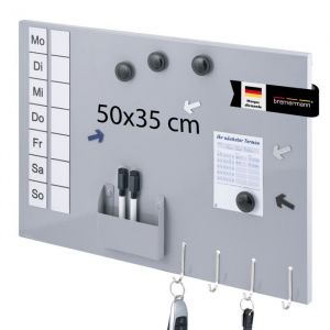 bremermann tableau magnétique en métal inscriptible nombreux accessoires laqué gris clair