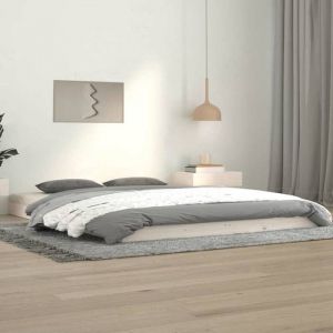BONNIE&reg;Lit en bois Lit double:140x190 cm Cadre de lit sans matelas blanc bois de pin massif neuf19427