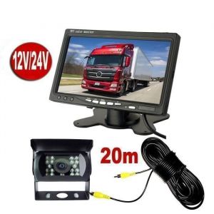 Caméra de Recul 7 pouces Moniteur LCD18 LED IR Nocturne Vision Caméra Arrière Kit 20m Câble 12V-24V pour Bus Remorque Camion RV