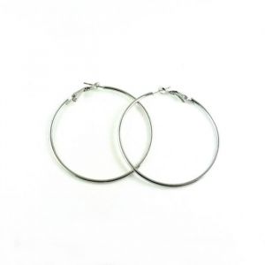 Boucles doreilles cr&eacute;oles fantaisie m&eacute;tal argent&eacute; diam.50mm - RC003933