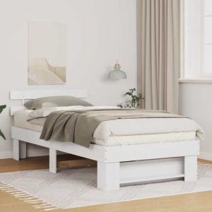 vidaXL Cadre de lit en pin massif blanc 90 x 190 cm sans sommier &agrave; ressorts super simple &agrave; monter supporte jusqu&agrave; 110 kg 872507
