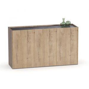 Buffet commode de salon coloris chêne doré - Longueur 140 x Profondeur 40 x hauteur 80 cm