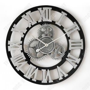 Horloge murale - R&eacute;tro - Engrenage cr&eacute;atif - Noir - M&eacute;tal - Design contemporain