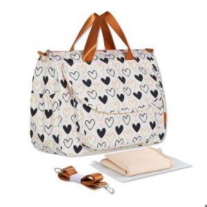 Grande Capacité Élégant Sac à Langer pour Bébé Fourre-toutSac à Bandoulière Imperméable Sac de Maternité Sac à Couches Coeur Blanc