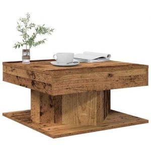 SALE 2026 Table &agrave; caf&eacute; Brun - Table basse vieux bois 55x55x30cm - bois ding&eacute;nierie PRO385265018
