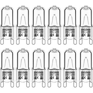 Lot de 12 ampoules halog&egrave;nes G9 42 W 230 V 2800 K blanc chaud 530 lm ampoules halog&egrave;nes &agrave; capsule transparente dimmables
