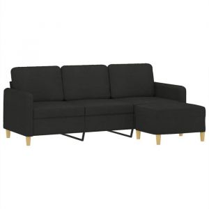 Sofa droit fixe - Clic Clac Canap&eacute; &agrave; 3 places - NEUF - avec repose-pieds Noir 180 cm Tissu CA8492842