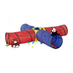 Tente de jeu Tunnel XXL pour enfants RELAXDAYS - Rampant 4 tubes - Intérieur et extérieur - Coloré