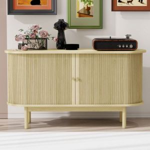 Buffet - 2 portes coulissante - pin massif - buffet bas de salon - meuble de rangement - 138x43x75cm - vintage - étagère réglables