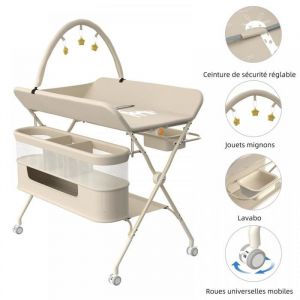 MIPAN.Table &Agrave; Langer Pliable Pour Filles+Gar&ccedil;ons-Commode a langer-Meuble a langer-Hauteur R&eacute;glable-Avce Arche de jeu-Blanc
