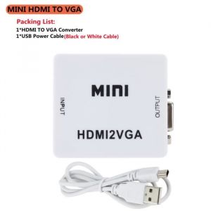 Adaptateur audio-vid&eacute;oMini convertisseur HDMI vers VGA Portable bo&icirc;tier vid&eacute;o adaptateur Audio - HDMI TO VGA-Video Converter