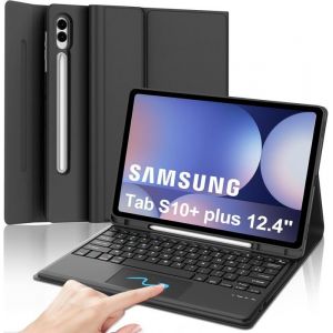 Clavier Samsung Galaxy Tab S10 Plus 12.4 avec Pavé Tactile Français AZERTY Coque Clavier Touchpad Détachable Bluetooth Noir