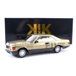 Voiture Miniature de Collection - KK SCALE MODELS - MERCEDES-BENZ 500 SEC C126 - Gold Metallic - Blanc - 1/18