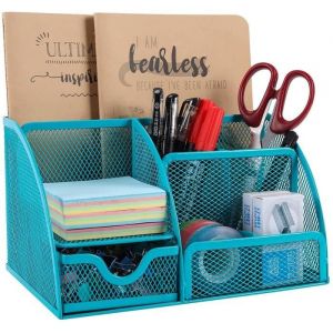Organisateur de Bureau - Papeterie Organizer - Pot &agrave; Stylo - Bureau Range - Multifonctions Organisateur (Bleu)