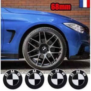 MOYEU DE ROUE MasterShop - 4 cache moyeu bmw 68mm noirblanc centre de roue MS47 FR