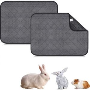 Lot de 2 Tapis pour Cage de Cochon dInde Coussinets Absorbants Etanches Lavables pour Cage de Chinchilla H&eacute;risson Lapin Nain 60*45c