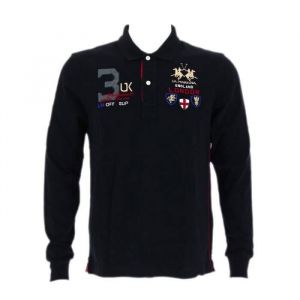 Polo La Martina - Homme - R&eacute;f. UMP306-JS005-09999 - Noir - Manches longues - Col polo