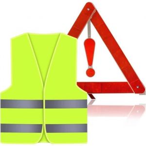 Triangles de signalisation pour Auto + Gilet Jaune VoitureTriangle Voiture Gilet Jaune Velokit securite VoitureHaute visibilité