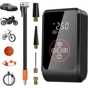 Compresseur &agrave; air portatif 4000mAh gonfleur pneus voiture sans fil 150PSI mini pompe &agrave; v&eacute;lo avec lumi&egrave;re LED. COMPRESSEUR AUTO