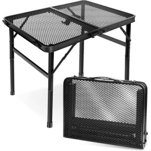 Petite Table Camping Pliante pour Barbecue，2 R&eacute;glages de Hauteur，Table avec Grille M&eacute;tallique de Bureau，Facile &agrave; Nettoy