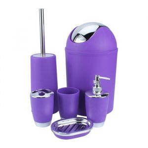 Ensemble daccessoires de salle de bain violet 6 pièces poubelle distributeur de savon gobelet porte-brosse à dents Label