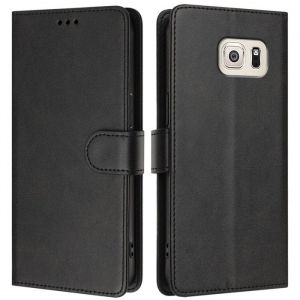 Coque pour Samsung Galaxy S6 edge 5.1 Flip Housse Étui en Cuir PU[3 Fentes][RFID Blocage][Fermeture magnétique]- Noir YBWGN