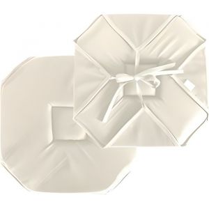 Galette de chaise à rabats et nouettes Ecru 40x40 cm