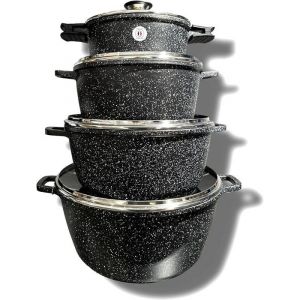 Set/Lot de 4 Faitouts 20 24 28 et 32cm Rev&ecirc;tement Greblon C3+ de technologie Allemande tous feux dont Induction sans PFOA