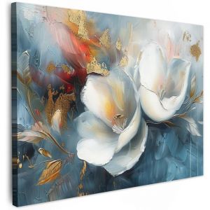 Impression sur Toile Decoration Murale Peinture 60x40cm Tableaux Decoratifs Muraux Décoration Chambre Fleurs - Blanc - Abstrait