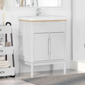 Blanc Meuble sous Lavabo de salle de bain SARAZYJ ARMOIRE WC MODERNE FLORO Blanc 60 x 40 x 80 cm E2202