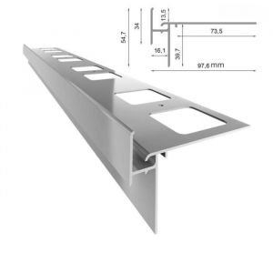 Profilé dégout en aluminium Renoplast K35 - 200cm - Gris - Finition de terrasse et balcon