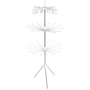 S&eacute;choir &agrave; Linge Pliable en M&eacute;tal Etendoir &agrave; Linge Rabattable &agrave; 3 Niveaux &Eacute;tendoir &agrave; Linge Parapluie Tr&eacute;pied Interieur pour V&ecirc;t176
