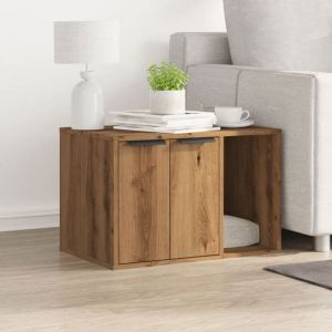 El&eacute;gant Meuble de bac &agrave; liti&egrave;re pour chat Conception discr&egrave;te - ch&ecirc;ne artisanal - 60x40x40 cm &3967381