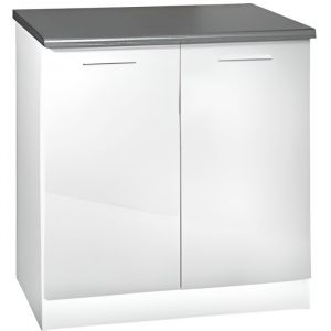 Meuble cuisine bas 80 cm 2 portes TARA blanc