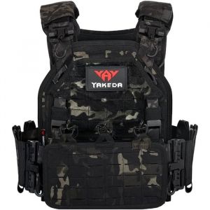 Gilet Tactique Militaire Gilet de Combat Veste Extérieure pour Airsoft Jeu CS Militaire Cosplay Noir (Noir Modèle B)