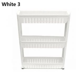 3 &eacute;tages Etag&egrave;re de rangement Armoires de cuisine Chariot de stockage Meuble de rangement &agrave; roulettes - Blanc