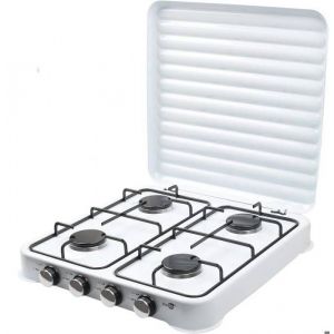 Réchaud à Gaz 4 feux Réchaud de camping avec couvercle Cuisinière à gaz dextérieur pour camping en plein air et barbecue