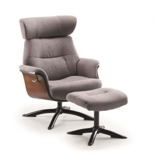 Fauteuil relax manuel en microfibre couleur Gris avec repose-pieds - Longueur 76 x Profondeur 80 x Hauteur 106 cm