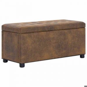 BEAU Banquette/ Pouf de rangement - coffre de rangement 875 cm Marron Similicuir daim mode844047