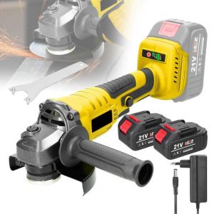 Meuleuse Sans Fil 21V Brushless 125mm + 2 Batteries + Coupe & Polissage Bois Métal Carrelage  Disqueuse Électrique Puissante