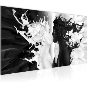 Art Tableau Decoration Murale Lait Et Caf&eacute; Moderne Toile non tiss&eacute;e Salon Salle Amour Noir Blanc 100x40cm sans Cadre