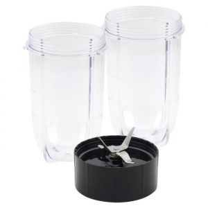 Lame CroiséE de Rechange + Ensemble de 2PièCes SéRies Tasses de 16Oz pour Magic Bullet PièCes de Rechange Compatibles avec BLENDER