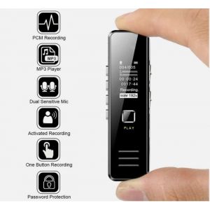 Mini enregistreur audio numérique espion Dictaphone Lecteur MP3 intégré Rechargeable US