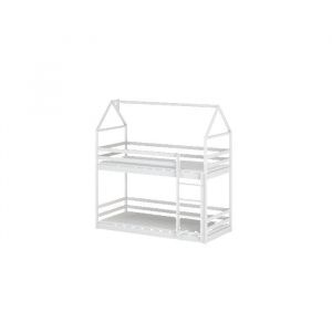 Lit Superpos&eacute; Cabane LEXA 90X190 Blanc - blanc Livr&eacute; avec sommiers