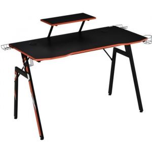 Bureau gaming HOMCOM - Rouge Noir - Plateau Texture Carbone - Étagère Écran