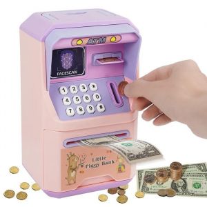 Tirelire électronique code accès - 1 pièce Coffre-fort billets pièces Distributeur son Pour 3-12 ans - /Multicolore